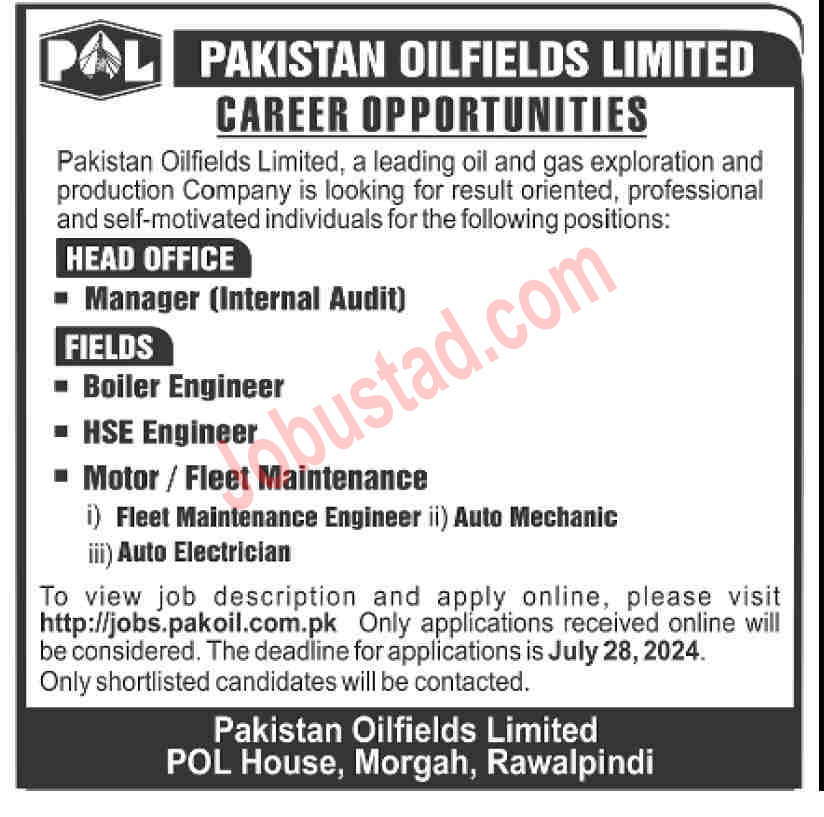 Latest POL Jobs in Rawalpindi July 2024