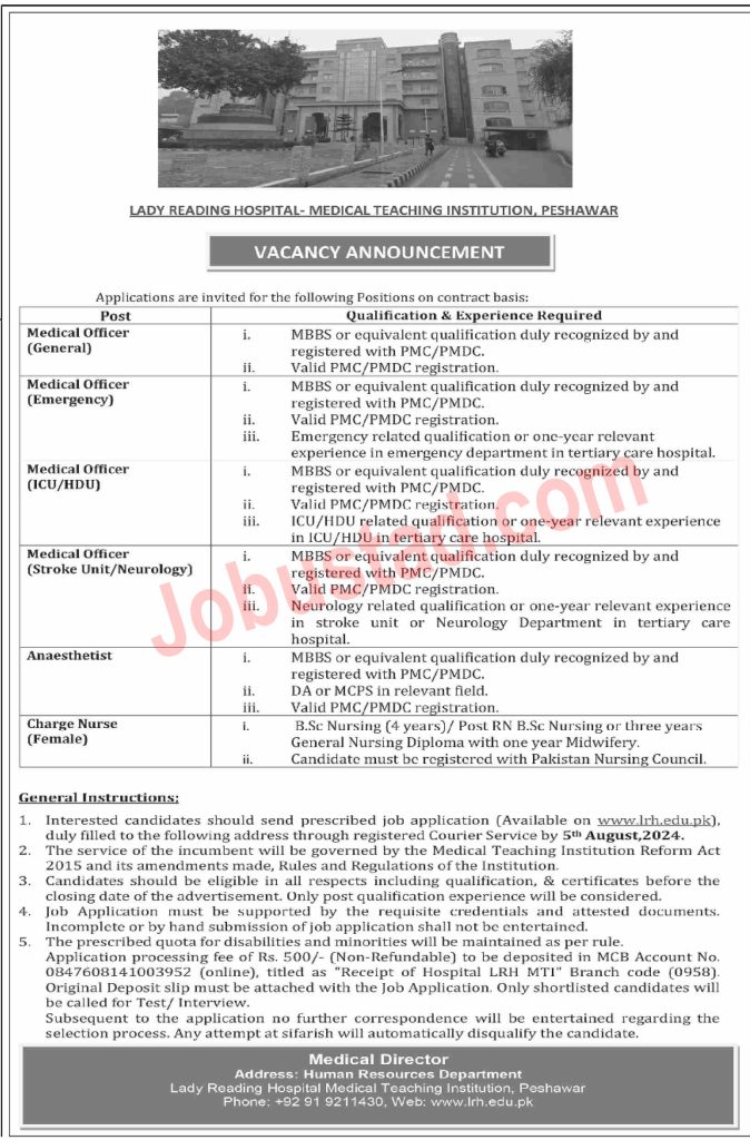 Peshawar Medical Teaching Institution Jobs July 2024