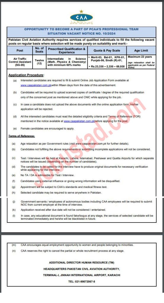 Today PCAA Jobs in Karachi July 2024