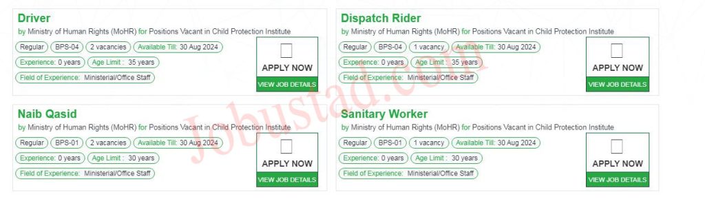 Latest Class 4 Jobs in MOHR Islamabad August 2024