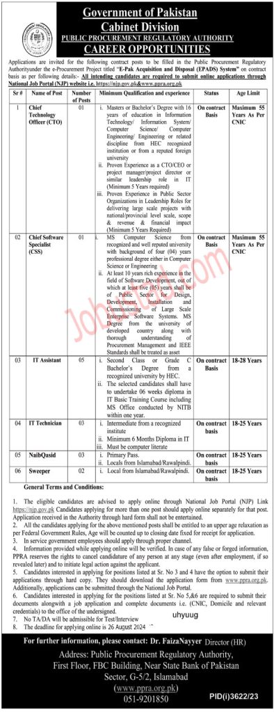 Cabinet Division Government of Pakistan Jobs