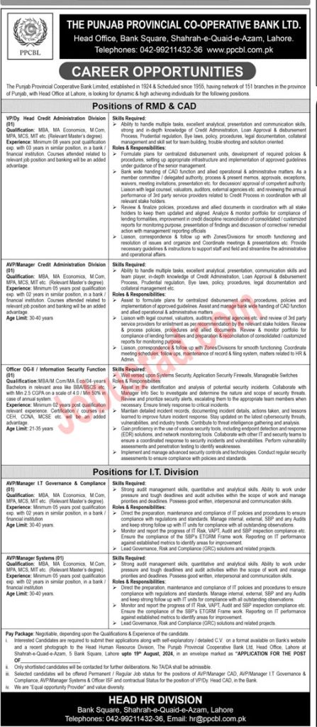 Latest PPCBL Jobs in Lahore August 2024