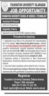 Foundation University FUI Jobs in Islamabad September 2024