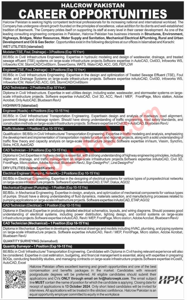 Latest Halcrow Company Pakistan Jobs in Islamabad October 2024