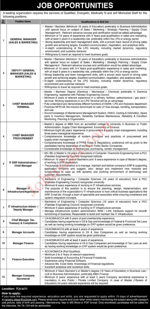 Latest Private Oil and Gas Company Jobs in Karachi September 2024