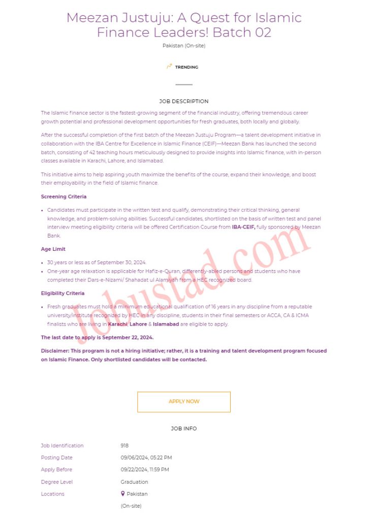 Meezan Justuju Program September 2024 Batch 02