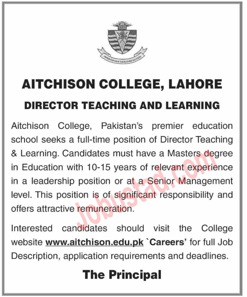 New Aitchison College Jobs in Lahore September 2024