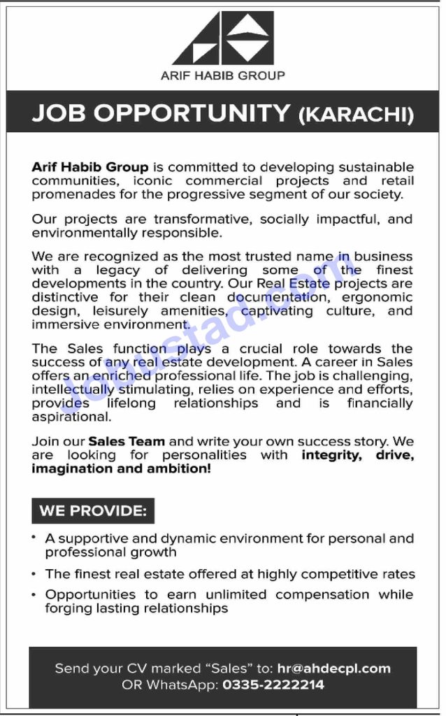 New Sales Staff Jobs in Karachi September 2024 