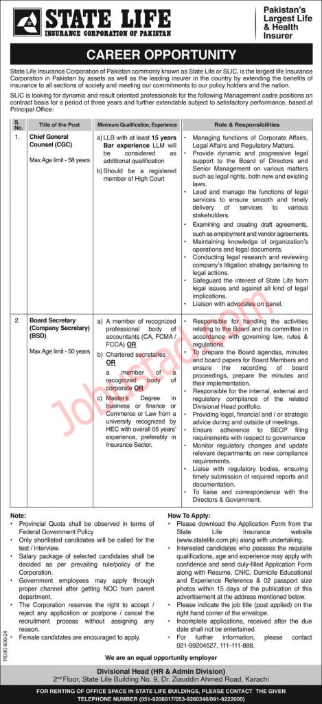 State Life Insurance Jobs
