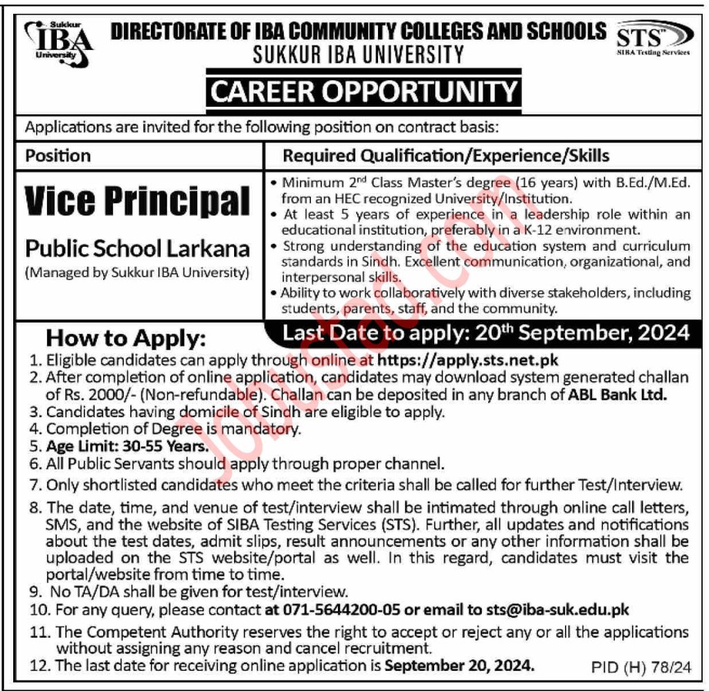 New Sukkur IBA University Jobs September 2024