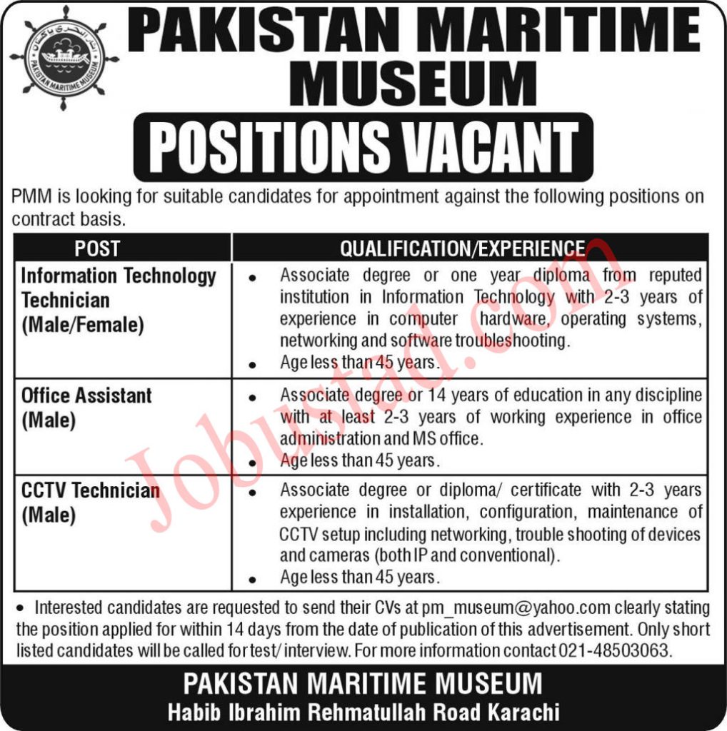 Pakistan Maritime Museum Jobs in Karachi October 2024