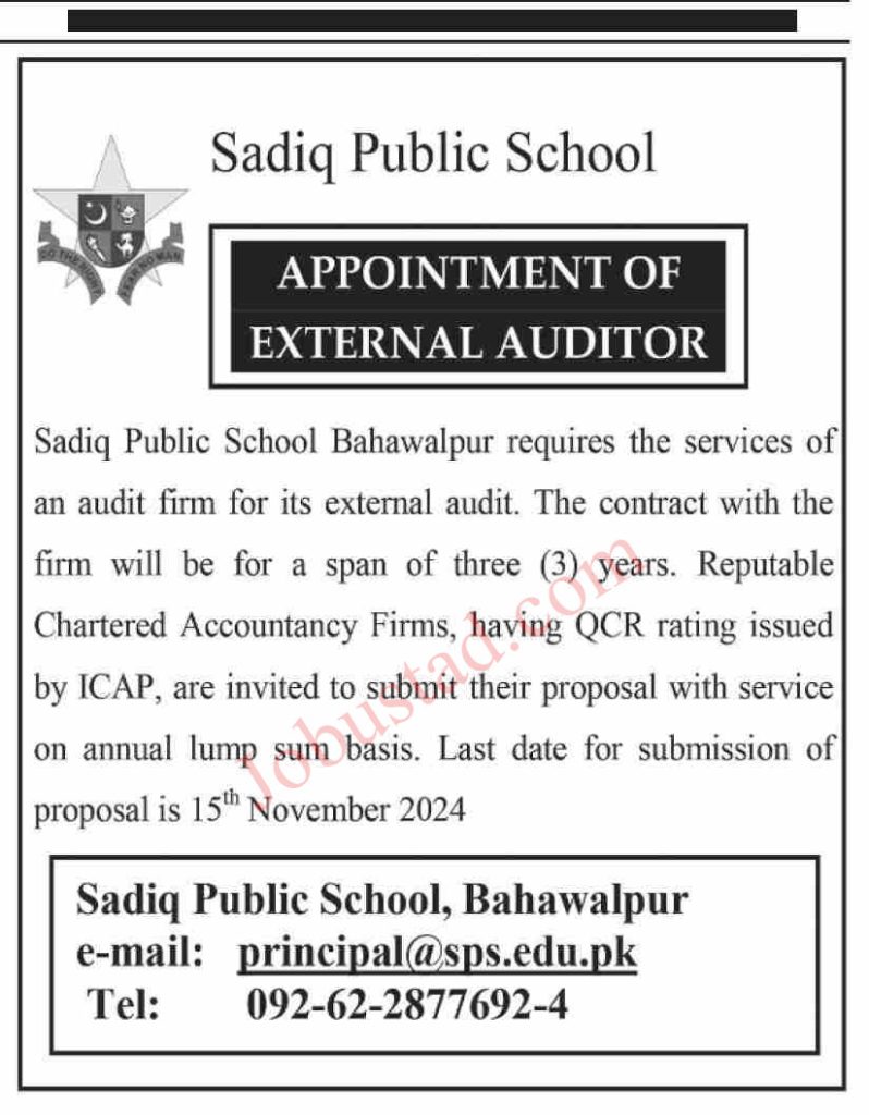 Sadiq Public School Jobs in Bahawalpur November 2024