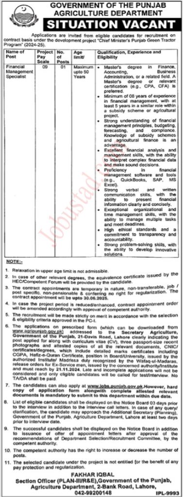 Agriculture Department Punjab Jobs