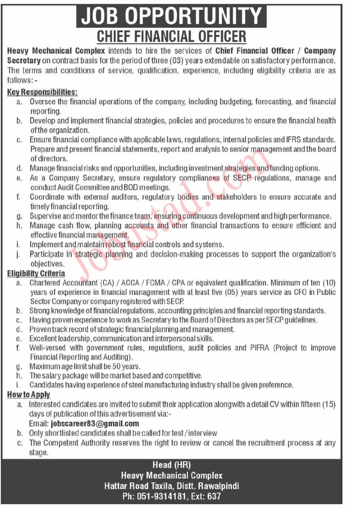 Heavy Mechanical Complex Jobs in Rawalpindi November 2024 