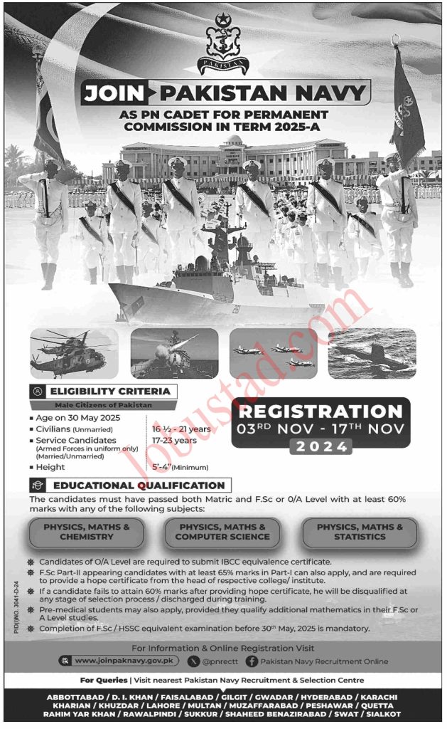 Join Pak Navy as PN Cadet for Permanent Commission in Term 2025-A
