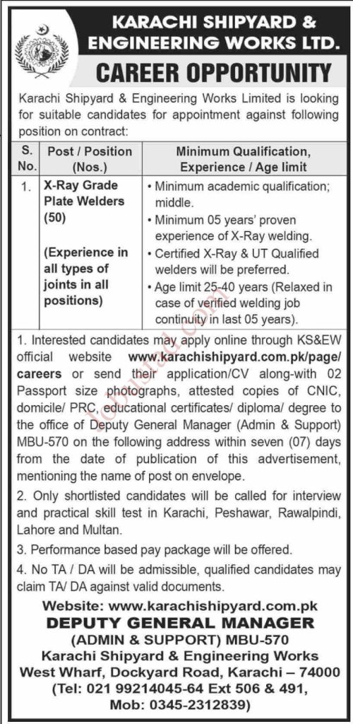 Karachi Shipyard and Engineering Works Jobs