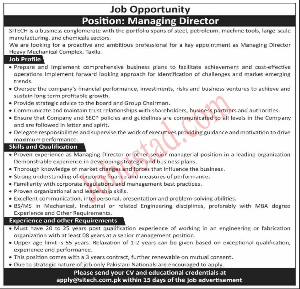 New Heavy Mechanical Complex Jobs in Taxila November 2024