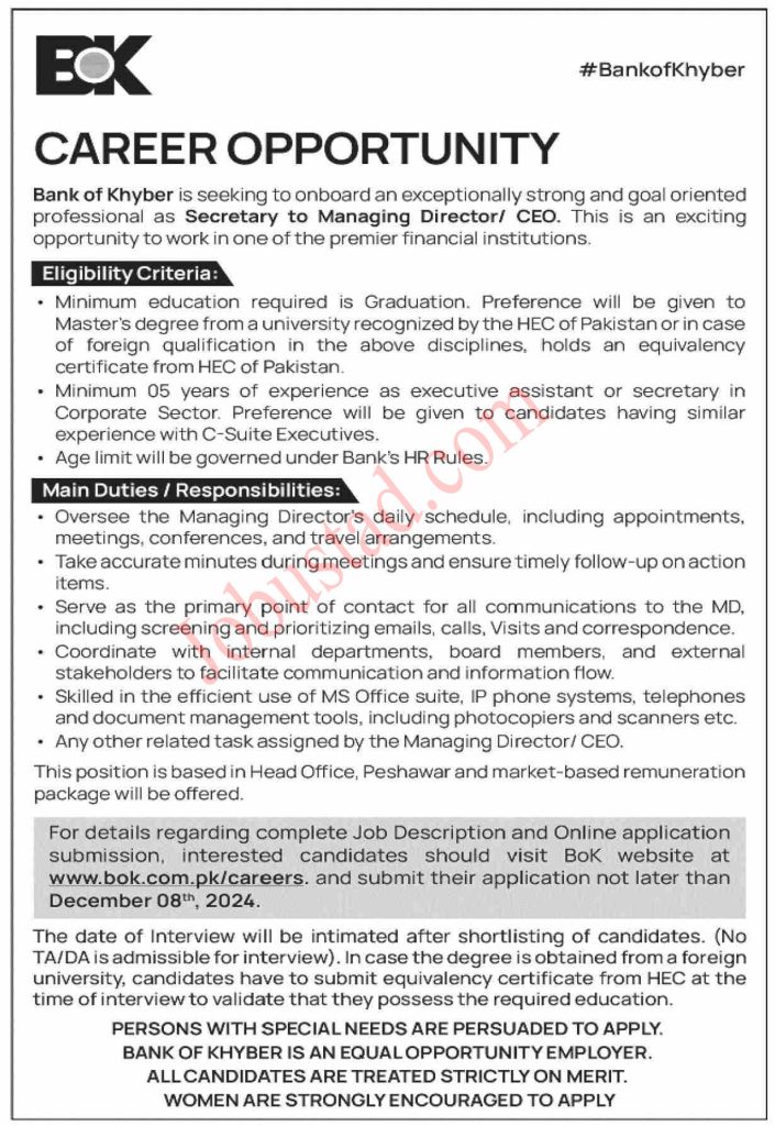 Secretary Jobs in Peshawar November 2024