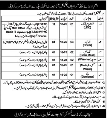 Jobs in PAF Base  Masroor Karachi  December 2024