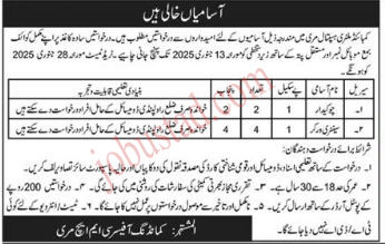 Combined Military Hospital Jobs in Murree January 2025