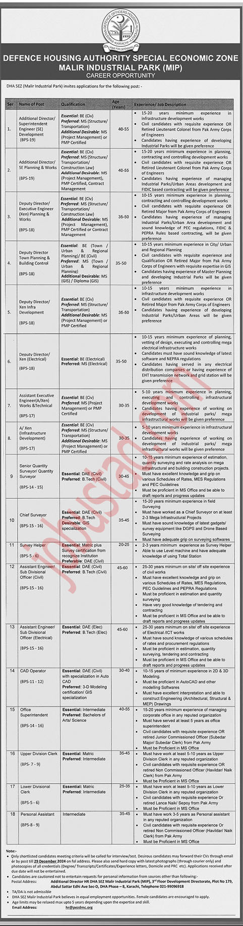 DHA Jobs in Karachi December 2024