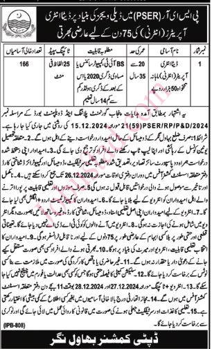Data Entry Operator Jobs in Bahawalnagar December 2024
