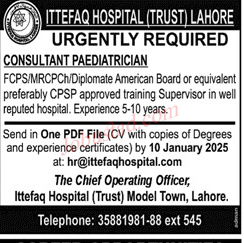 Ittefaq Hospital Trust Jobs In Lahore January 2025 Advertisement