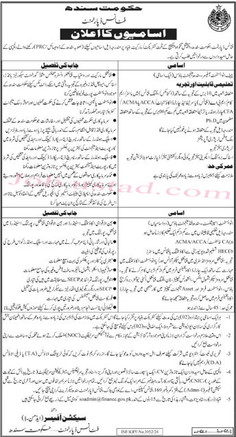 Latest Finance Department Jobs in Sindh December 2024