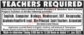 Latest Teaching Staff Jobs in Lahore January 2025