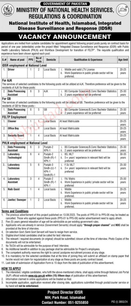  Ministry of  National Health  Services jobs