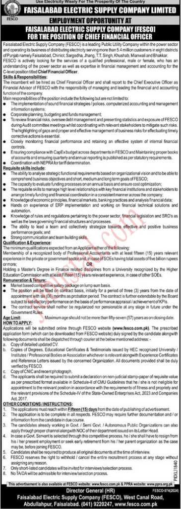 New FESCO Jobs in Punjab January 2025