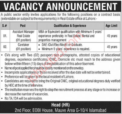 New Public Sector Organizational Jobs in Lahore 2024