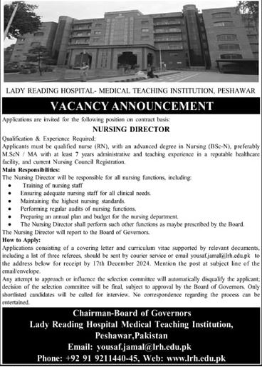 Medical Teaching Institution Jobs in Peshawar December 2024