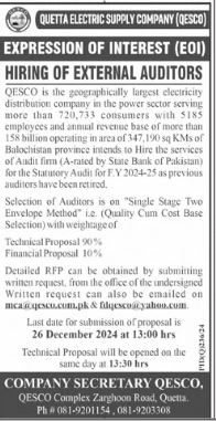 QESCO Jobs in December 2024 - Quetta Electric Supply Company Jobs