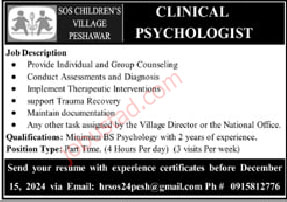 Clinical Psychologist Jobs in Peshawar December 2024