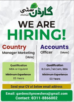 Garden City Jobs in Nowshera 2024 Apply Online