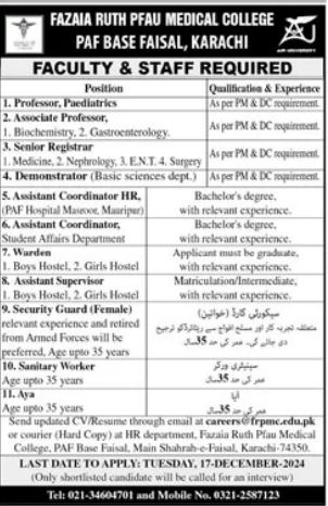 Fazaia Ruth Pfau Medical College in Karachi December 2024