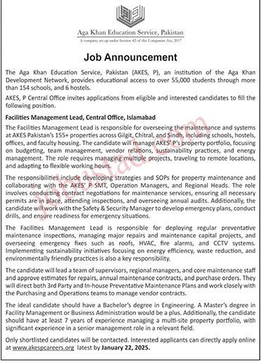 Aga Khan Education Service Jobs in Islamabad January 2025
