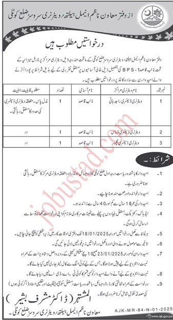 Animal Health Veterinary Services Jobs in Kotli January 2025