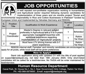 Driver Jobs In Rahim Yar Khan January 2025 Advertisement