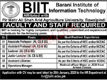 Institute of Information Technology Jobs in Rawalpindi January 2025