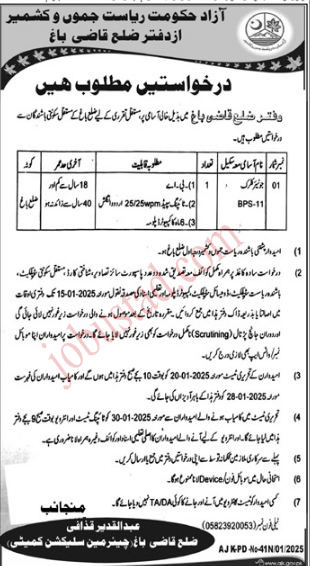 Junior Clerk Jobs in Bagh January 2025 