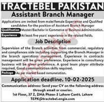 Latest Assistant Branch Manager Jobs in Lahore January 2025