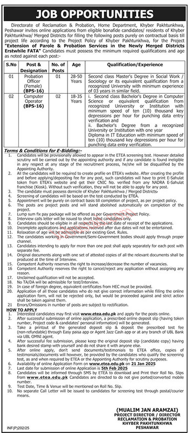 Latest Computer Operator Jobs In KPK January 2025 Advertisement