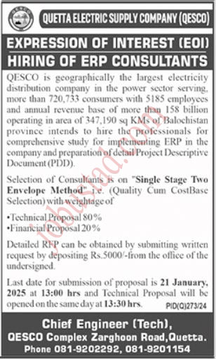 Latest EOI Jobs in Quetta January 2025