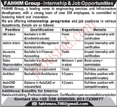 Latest FAHHM Company Jobs in Islamabad January 2025