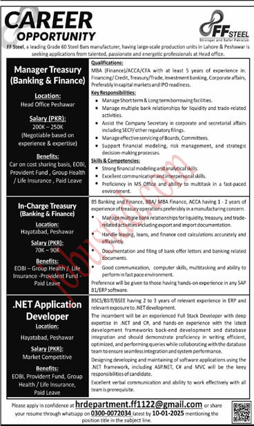Latest FF Steel Mill Jobs in Peshawar January 2025 