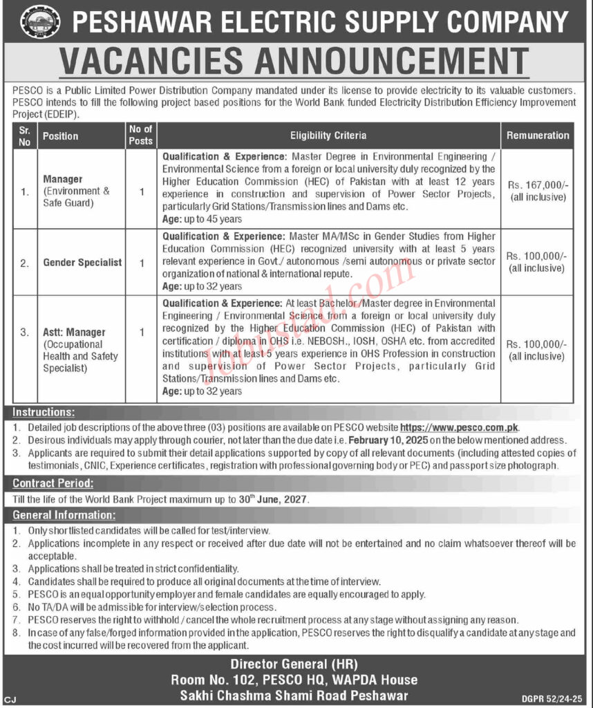 Latest PESCO Jobs January 2025