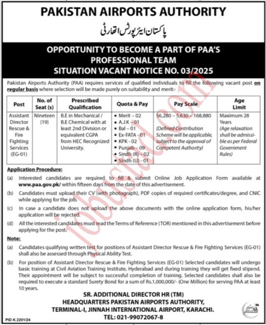 Latest Pakistan Airports Authority Jobs in Karachi January 2025