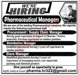 Latest Pharmaceutical Industry Jobs in Lahore January 2025